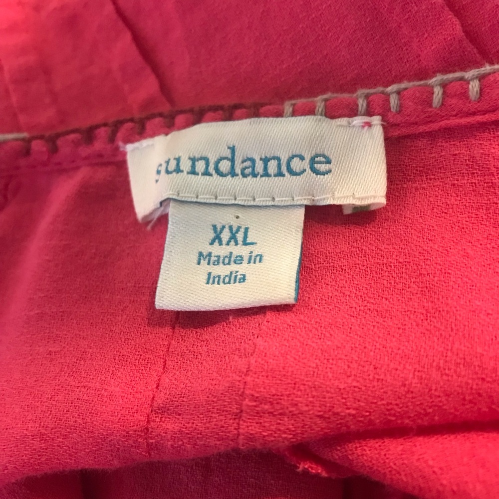 Sundance Coral Red Embroidered Boho Blouse - Picture 10 of 13